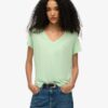 T-shirt met V-hals en slubborduursel