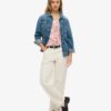 T-shirt met V-hals en slubborduursel