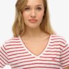 T-shirt met V-hals en slubborduursel