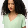 T-shirt met V-hals en slubborduursel