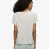 T-shirt met V-hals en slubborduursel T-shirt met V-hals en slubborduursel