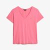 T-shirt met V-hals en slubborduursel