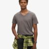 T-shirt met V-hals, slub en korte mouwen
