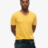 T-shirt met V-hals, slub en korte mouwen