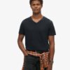 T-shirt met V-hals, slub en korte mouwen