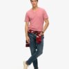 T-shirt met V-hals, slub en korte mouwen