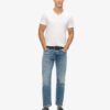 T-shirt met V-hals, slub en korte mouwen