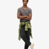 T-shirt met V-hals, slub en korte mouwen