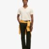 T-shirt met V-hals, slub en korte mouwen
