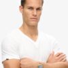 T-shirt met V-hals, slub en korte mouwen