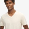 T-shirt met V-hals, slub en korte mouwen