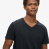 T-shirt met V-hals, slub en korte mouwen
