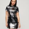 T-shirtjurk met hoge hals en pailletten