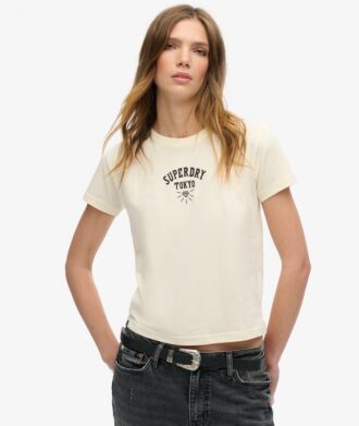 Tattoo Rhinestone T-shirt met getailleerde pasvorm