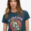 Tattoo Rhinestone T-shirt met getailleerde pasvorm