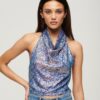 Top met cowl-hals en pailletten