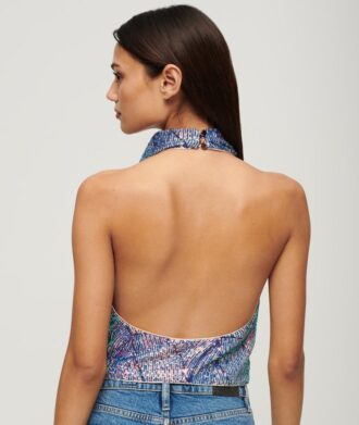 Top met cowl-hals en pailletten