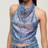 Top met cowl-hals en pailletten