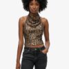 Top met cowl-halslijn en pailletten