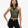 Top met cowl-halslijn en pailletten