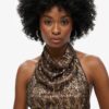 Top met cowl-halslijn en pailletten