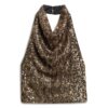 Top met cowl-halslijn en pailletten
