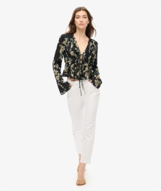 Top met geplooide mouwen in jaren 70-stijl