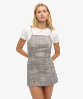Vintage geruite mini-cami-jurk