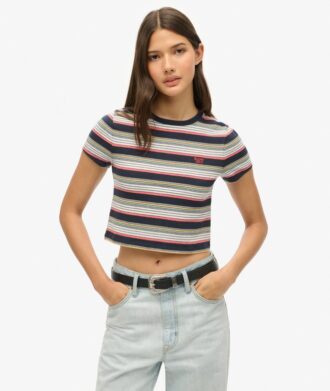 Vintage gestreept crop-T-shirt