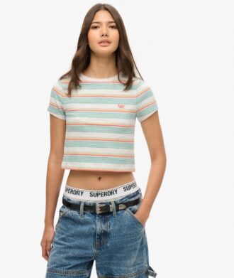 Vintage gestreept crop-T-shirt