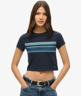 Vintage gestreept crop-T-shirt