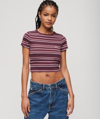 Vintage gestreept crop-T-shirt