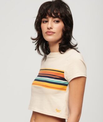 Vintage gestreept crop-T-shirt