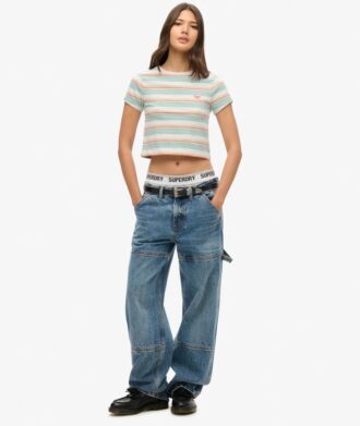 Vintage gestreept crop-T-shirt
