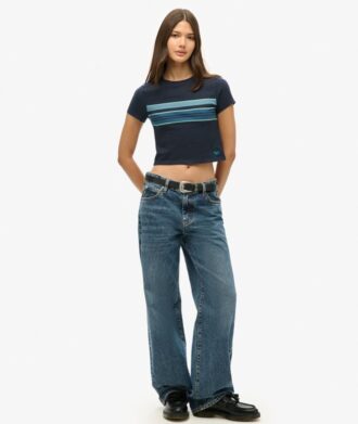 Vintage gestreept crop-T-shirt