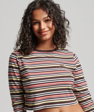 Vintage gestreepte crop-top met lange mouwen van Organic Cotton