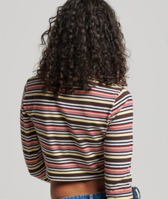Vintage gestreepte crop-top met lange mouwen van Organic Cotton