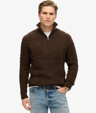 Vintage Jacob kabelgebreide trui met halve rits