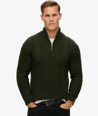 Vintage Jacob kabelgebreide trui met halve rits