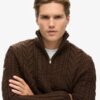 Vintage Jacob kabelgebreide trui met halve rits