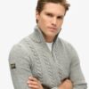 Vintage Jacob kabelgebreide trui met halve rits