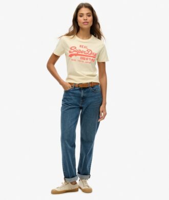 Vintage Logo Neon T-shirt met nauwsluitende pasvorm