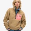 Vintage retro fleece trui met halve rits