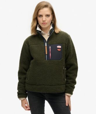 Vintage retro fleece trui met halve rits
