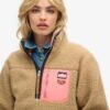 Vintage retro fleece trui met halve rits