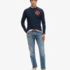 Vintage sportieve Henley-top met lange mouwen