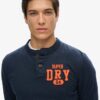 Vintage sportieve Henley-top met lange mouwen