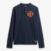 Vintage sportieve Henley-top met lange mouwen