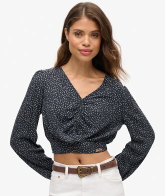 Vintage top met strik aan de voorkant