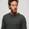 Wafelpatroon shirt met lange mouwen en halve knoopsluiting